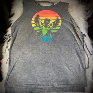 Grey and rainbow “Lilo and Stitch” tank top